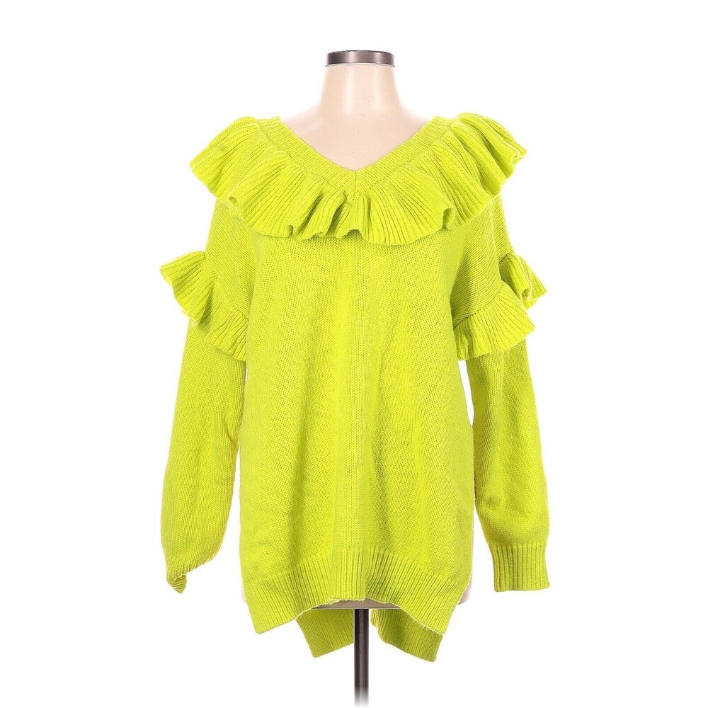 ZARA Florescent Lime Ruffled Knit Sweater - XS-S